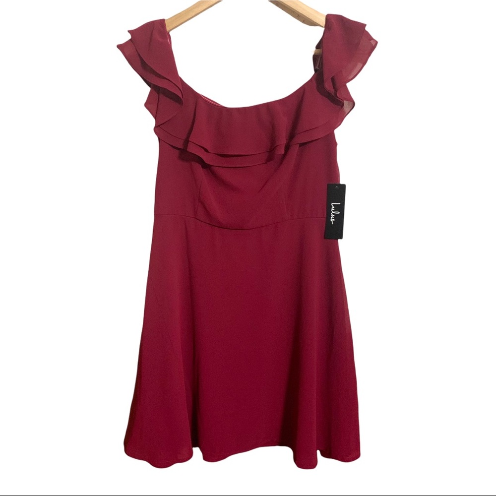 Lulus Ruffle Maroon Party Dress M